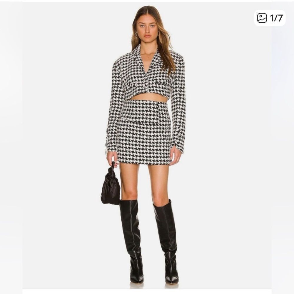 NWT For Love and Lemons Bonnie Houndstooth Blazer and Mini Skirt 1X Revolve